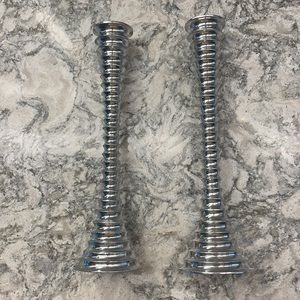 Silver Metal Spiral MCM Candlestick Rare Artsy Set